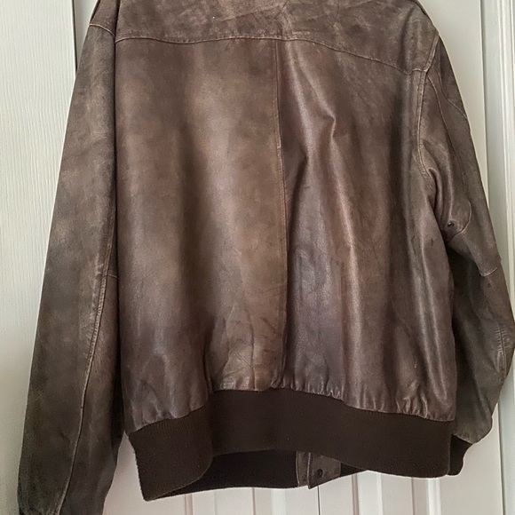 SOLD  Brown Leather Bomber Jacket - Picture 5 of 8